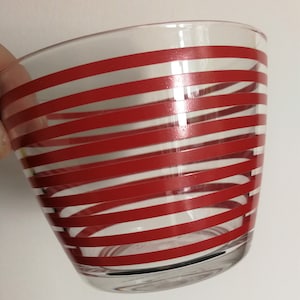 Vintage retro style glass sugar bowl with red stripes pattern by Ikea - perfect condition