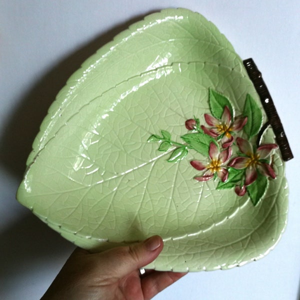 Vintage Carlton Ware dish, leaf dish, apple blossom serving dish perfect