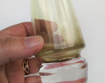 Vase rétro vintage en verre jaune - Base lourde
