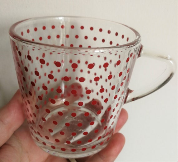Vintage Ikea Glasbecher: Retro Red Polka Dot Pattern