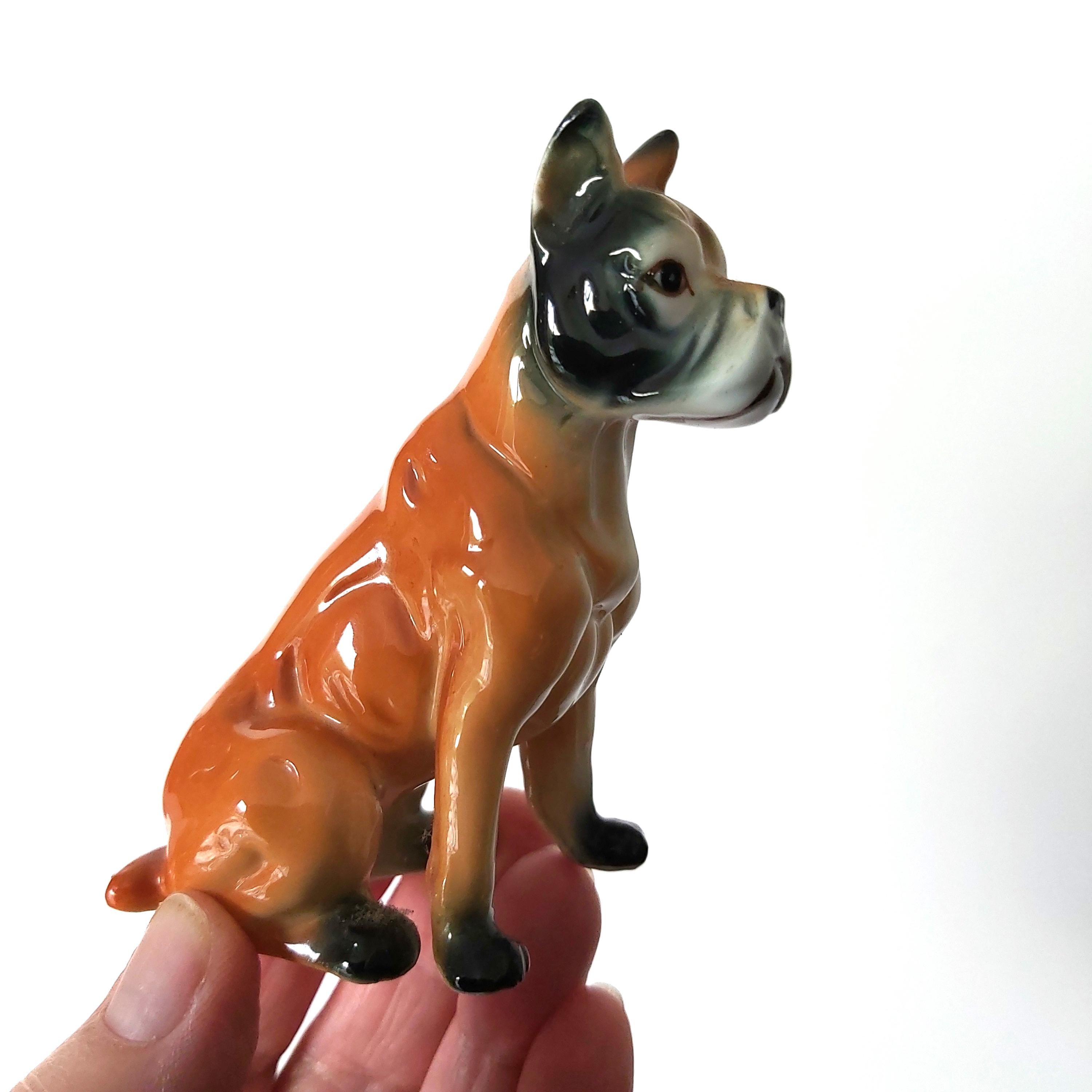 レトロヴィンテージのボーンチャイナ製ボクサー犬の置物 - Etsy 日本