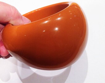 Bangle - Massive very chunky orange tan plastic bangle asymmetrical retro design huge