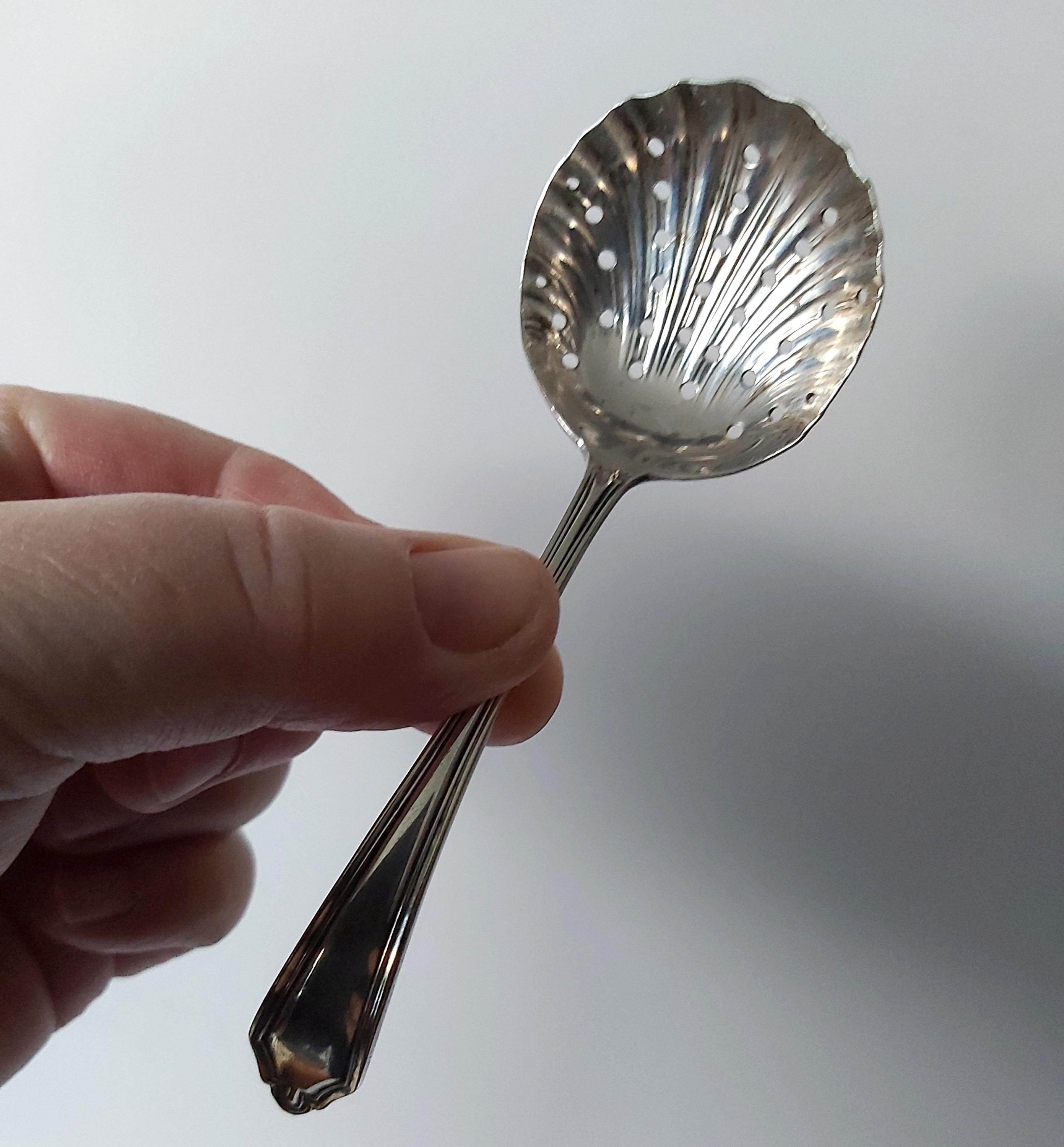 Ancienne Cuillère à Sucre En Poudre Argentée - France - Vintage Brillant