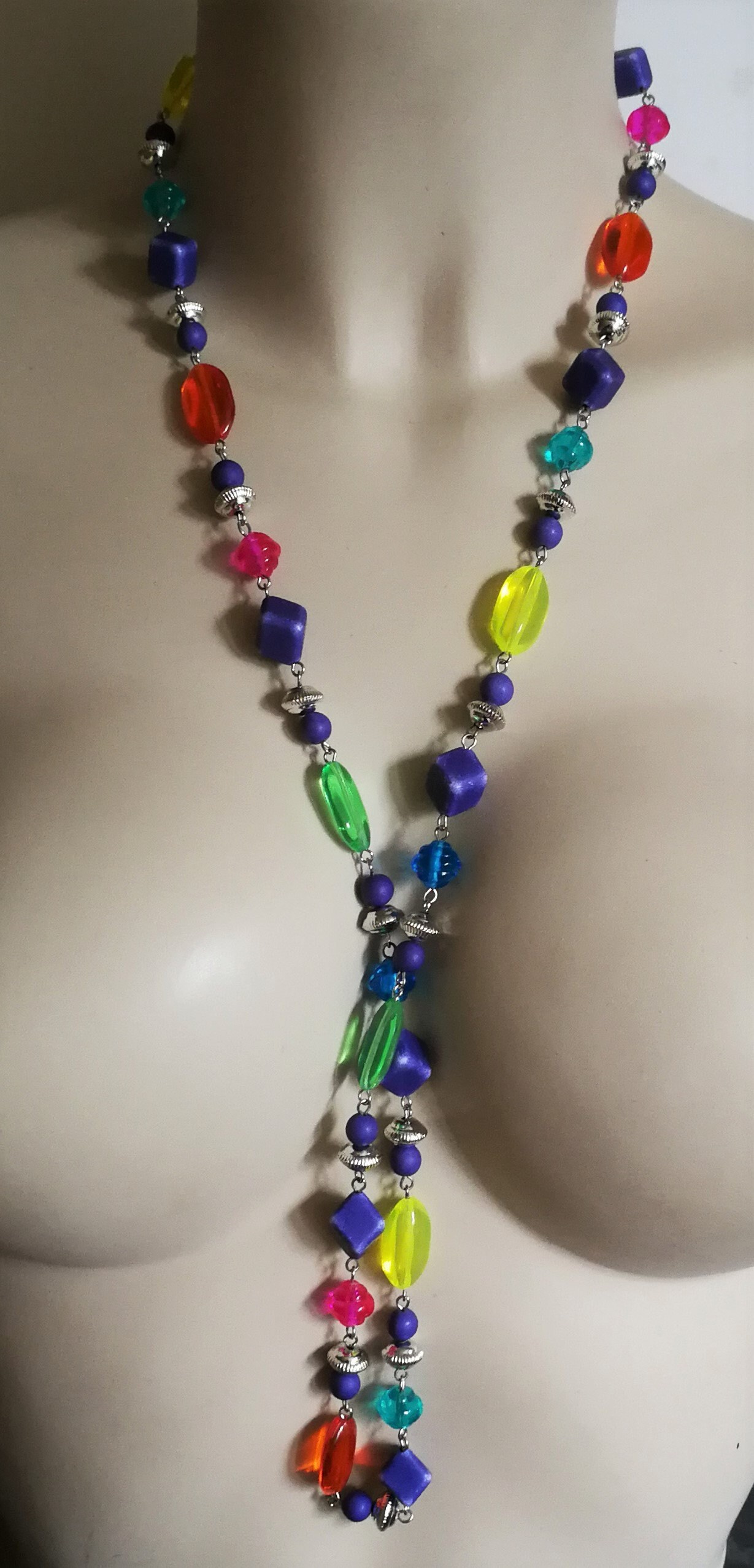 Necklace multicoloured plastic beaded necklace Etsy