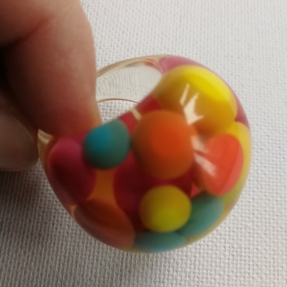 ring large size gorgeous clear lucite plastic chu… - image 3