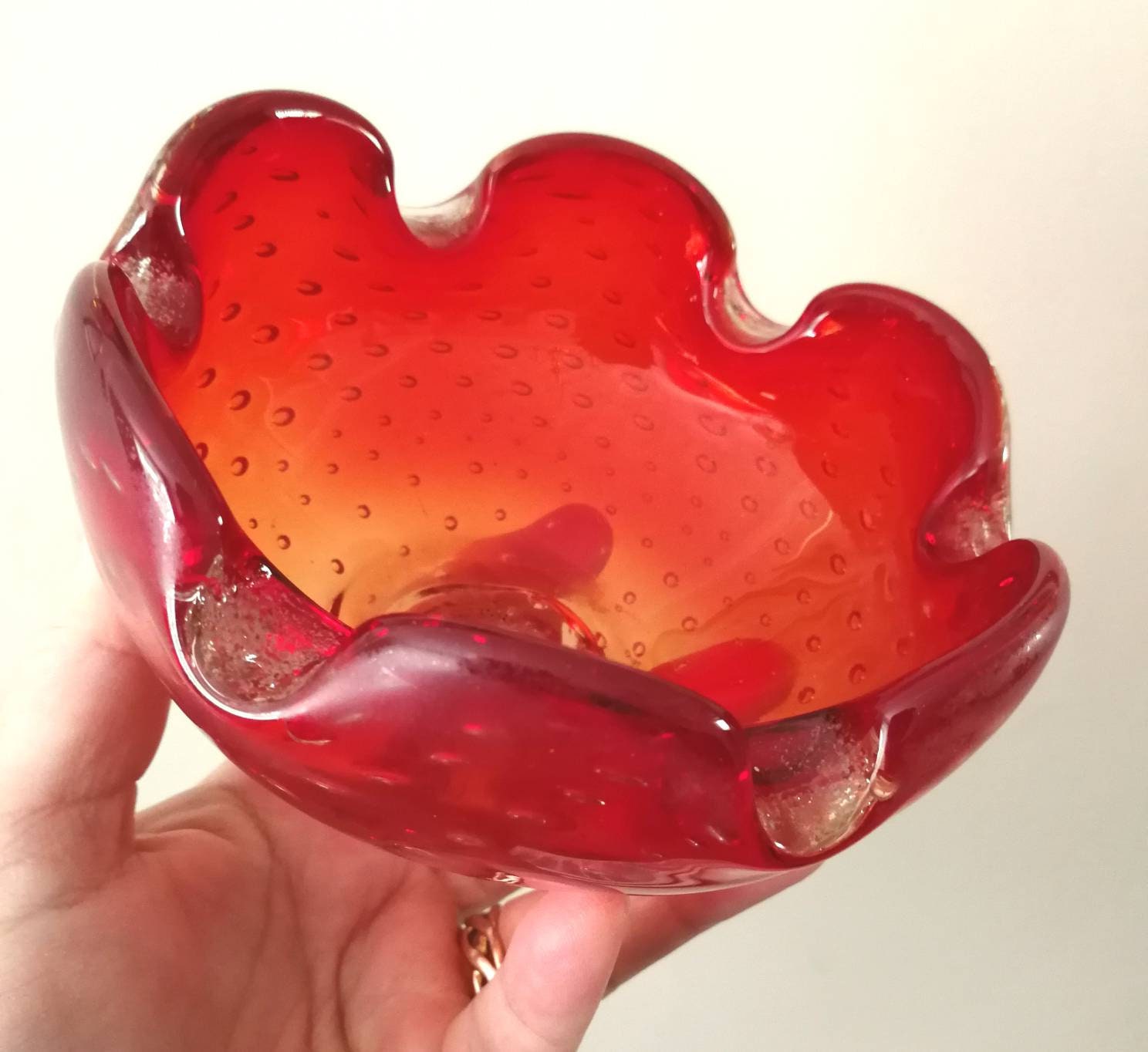 Real RED GLASS Bowl Rich Translucent Pressed Glass Bowl -  Israel