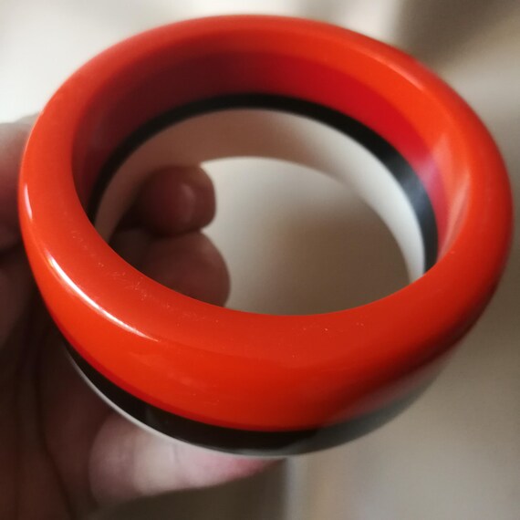Retro Striped Plastic Bangle – Chunky Funky Design - image 12