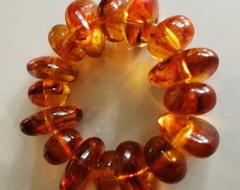 Bracelet - chunky  bead bracelet orange speckled