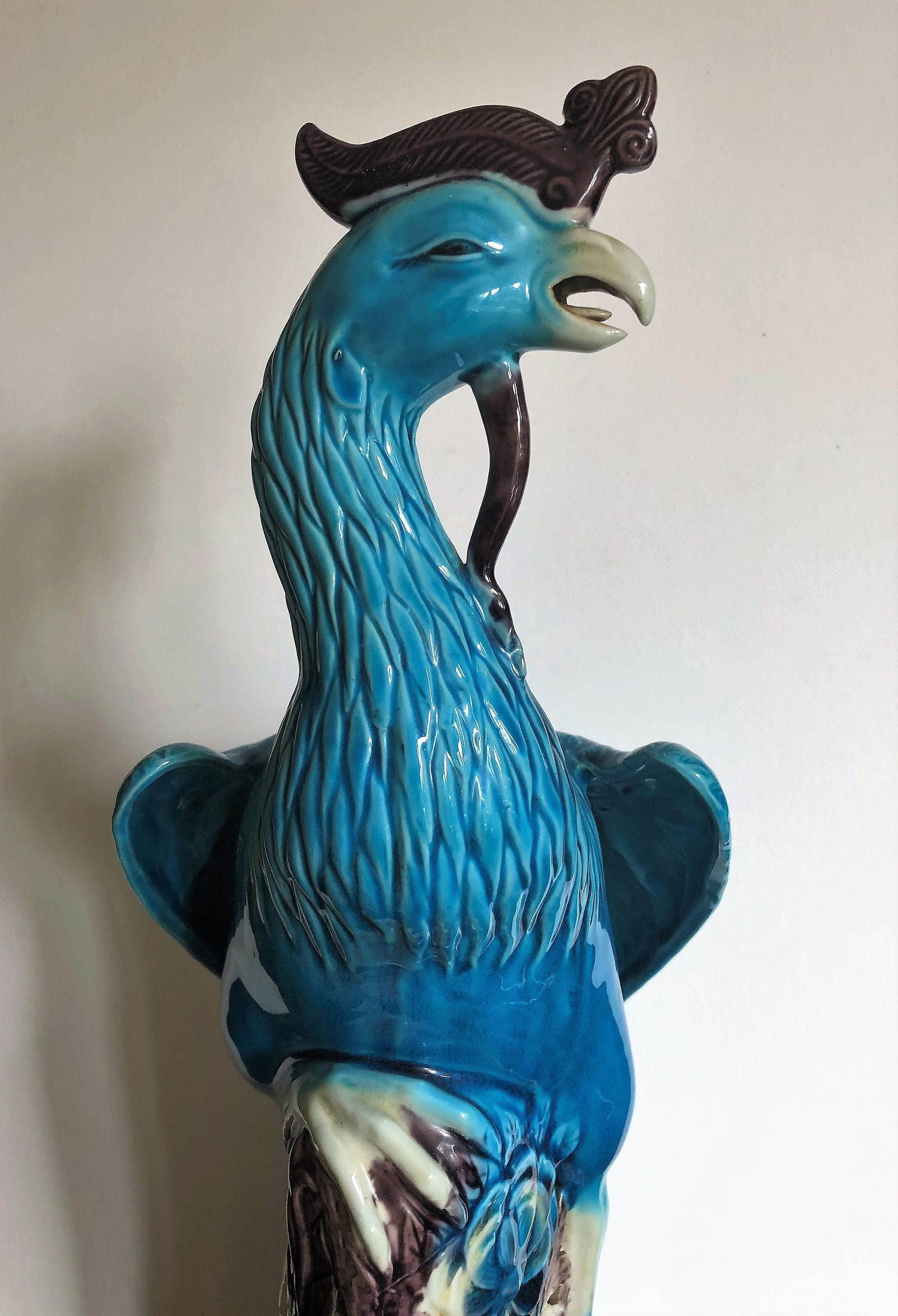 Stunning large antique Chinese peacock figurine 1900s Etsy