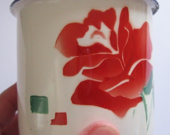 vintage enamel shabby chic mug painted with roses