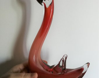 赤いムラーノガラスの鳥とアヒルの置物 - Etsy 日本