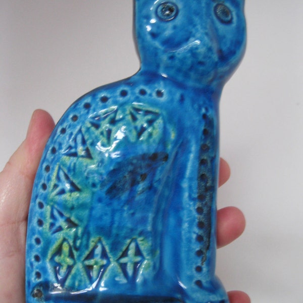NEWLY AVAILABLE Bitossi Aldo Londi Rimini Blue Cat Pottery Italy vintage retro figurine 50s