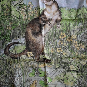Vintage linen tea towel featuring otter Made in Ireland made for World Wildlife