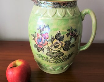 Vintage art deco Astoria green glaze pottery vase jug pitcher by Royal Bradwell no damage