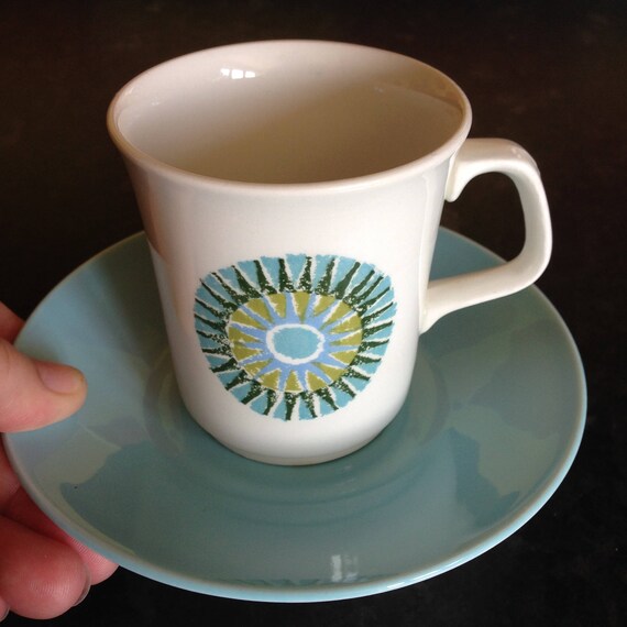 Retro Coffee Cup and Saucer JG Meakin 1960s STUDIO Aztec Turquoise