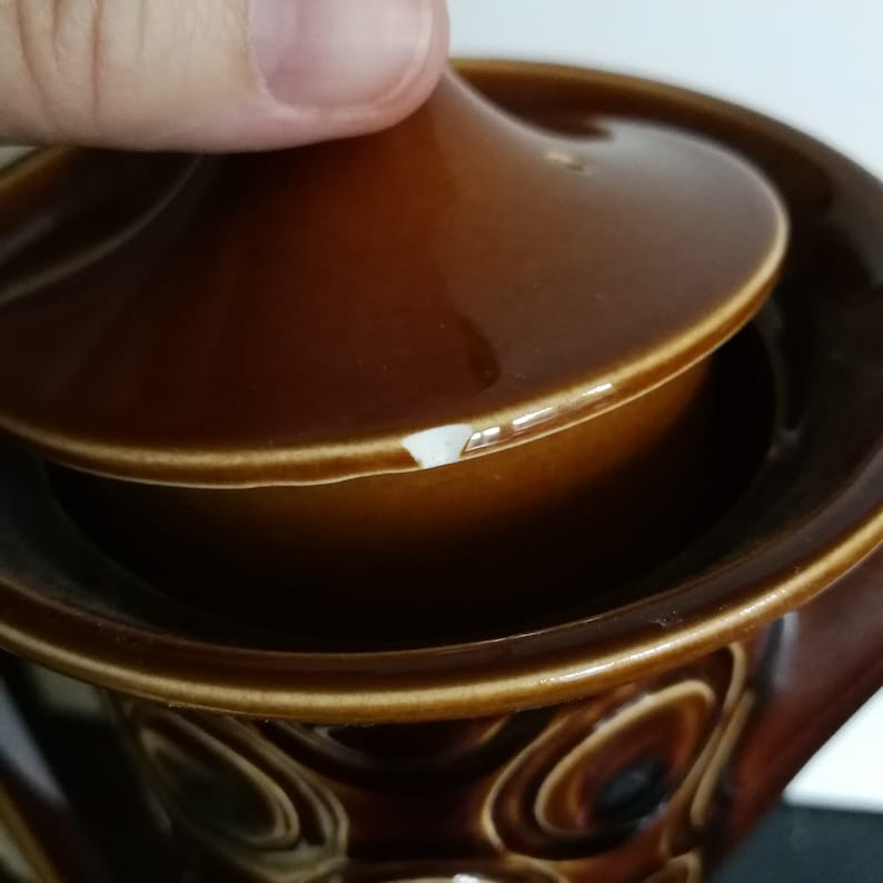 Portmeirion retro 1964 Portmeirion treacle colour Jupiter pattern pottery coffee pot