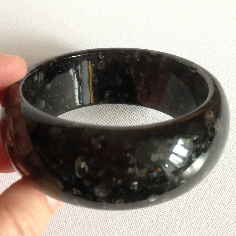unusual chunky vintage marbled faux Bakelite fakelite grey plastic bangle Bangle
