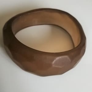 65mm diameter Bangle soft brown frosted translucent asymmetric plastic bangle softly faceted image 1
