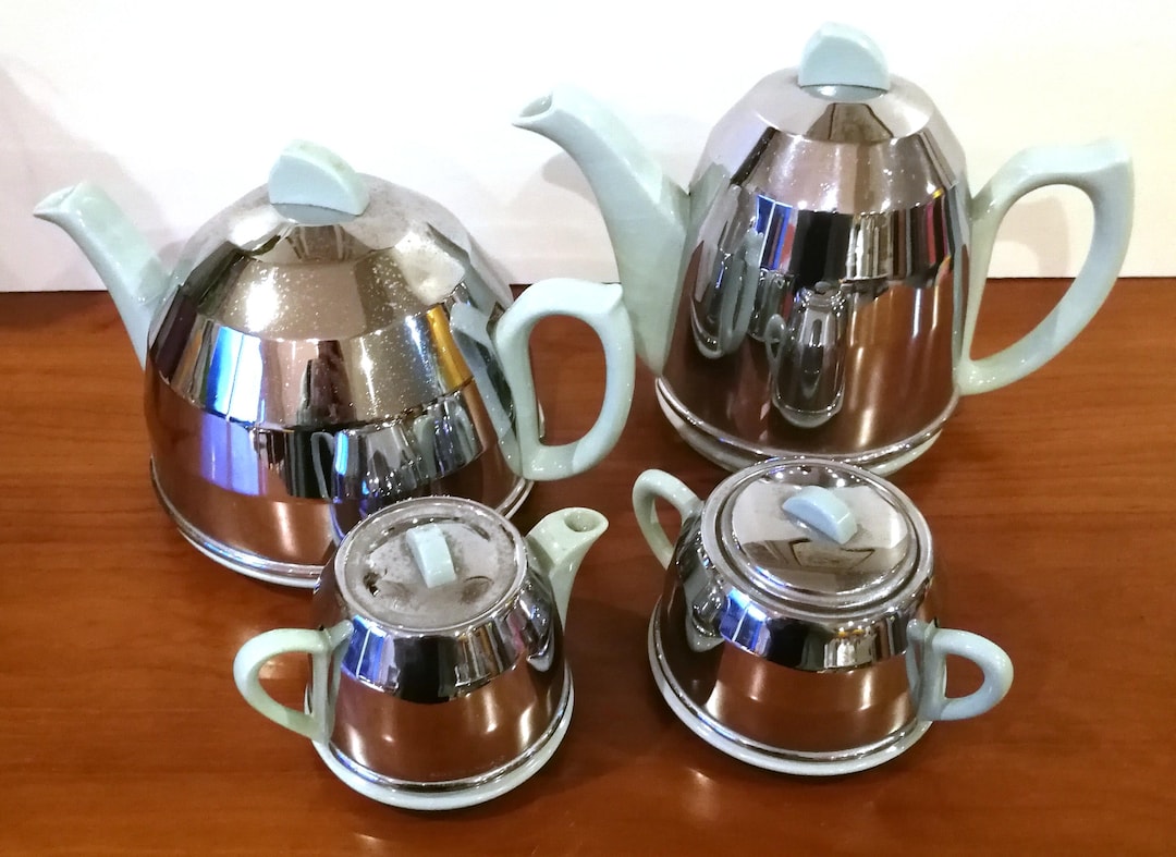Iconic Art Deco Vintage Insulated Chrome Covered Teapot Coffee Pot ...