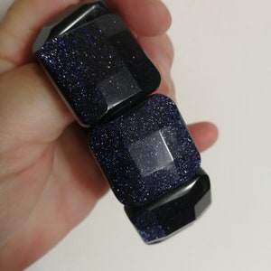 Bracelet  - Heavy sparkly deep purple elasticated beaded bracelet I think its glass high quality