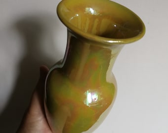 vintage yellow lustrous glaze vase