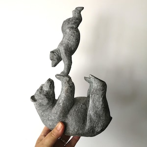adorable bear mother and cub decorative figurine