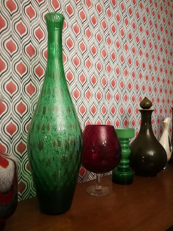 ◆ヴィンテージ◆ ムラノガラス　フラワーベース ミッドセンチュリー モダン 花瓶 ヴィンテージ ムラーノガラス フラワーベース (H25cm