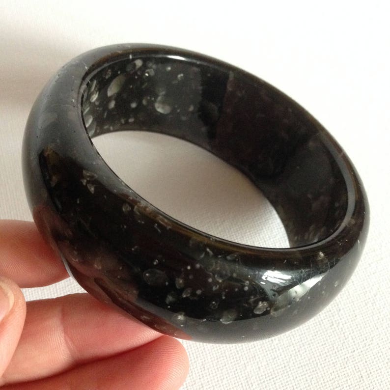 unusual chunky vintage marbled faux Bakelite fakelite grey plastic bangle Bangle