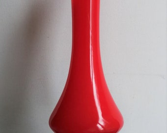 Funky red glass vase vintage original retro Scandinavian perfect condition