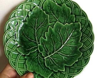 Majolica Oak Leaves Basketweave CE Malkin Potteries Salad Plate