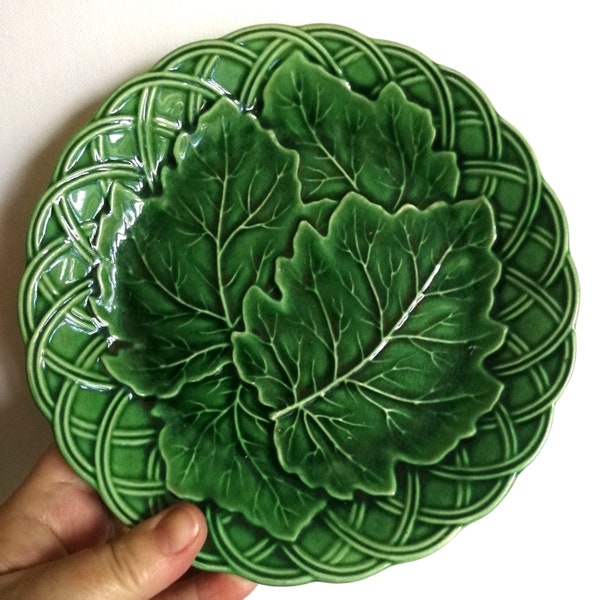 Majolica Oak Leaves Basketweave CE Malkin Potteries Salad Plate