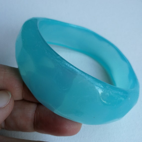 65mm diameter Bangle - funky translucent turquois… - image 1