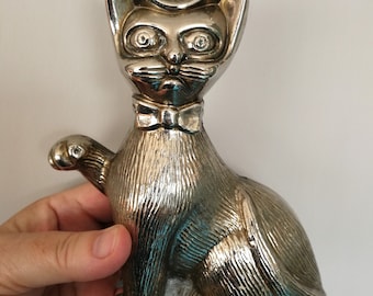 Vintage Godinger Katze Kitty Paw Up Stahl Metall Silber Noch Sparschwein Vintage Made in Hong Kong