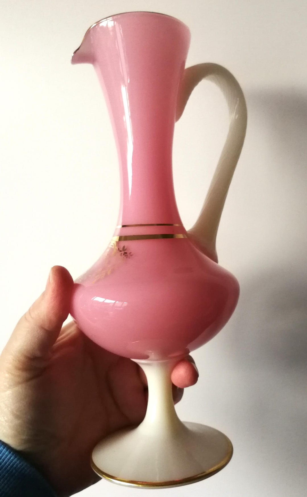 花瓶 花器 ピンク ピッチャー 陶器 ヴィンテージ イタリア製 バラ装飾 陶器製 イタリア製アンティーク花瓶 ドマン Demain ビンテージ 花瓶・フラワースタンド