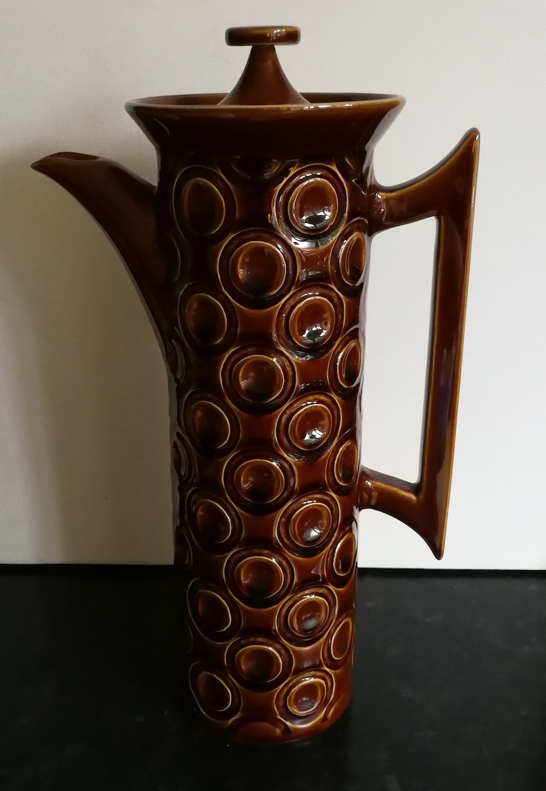 Portmeirion retro 1964 Portmeirion treacle colour Jupiter pattern pottery coffee pot