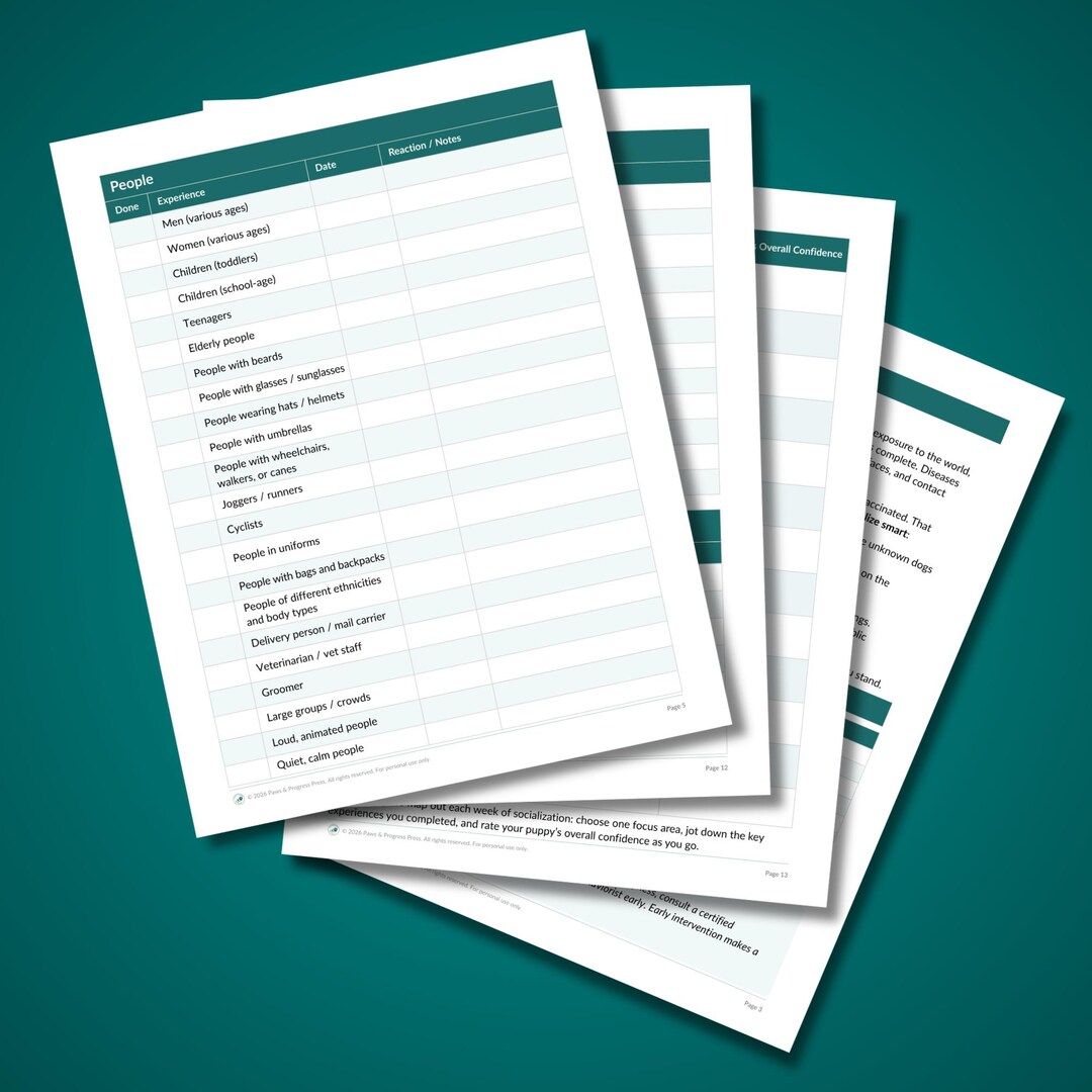 Puppy Socialization Checklist Printable | 3–16 Week Guide, Vaccination ...