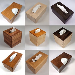 Tissue - Walnut - Oak - Maple - Genuine or African Mahogany, Tiger Maple, Handmade Custom Box Cover Holder - Box Jointed or Mitered Sides