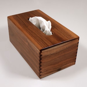 Solid Texas Black Walnut - Handmade Tissue Box Cover Holder - Rectangle Style - Box Jointed Sides