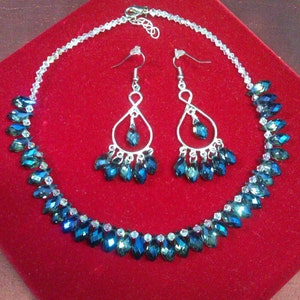 Waterfall Blue Necklace and Earrings