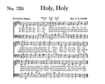 Holy, Holy Christian Hymn Digital Sheet Music Home Decor Inspirational Art Gift Do It Yourself Classic Gift Grandparent Mother Father Faith