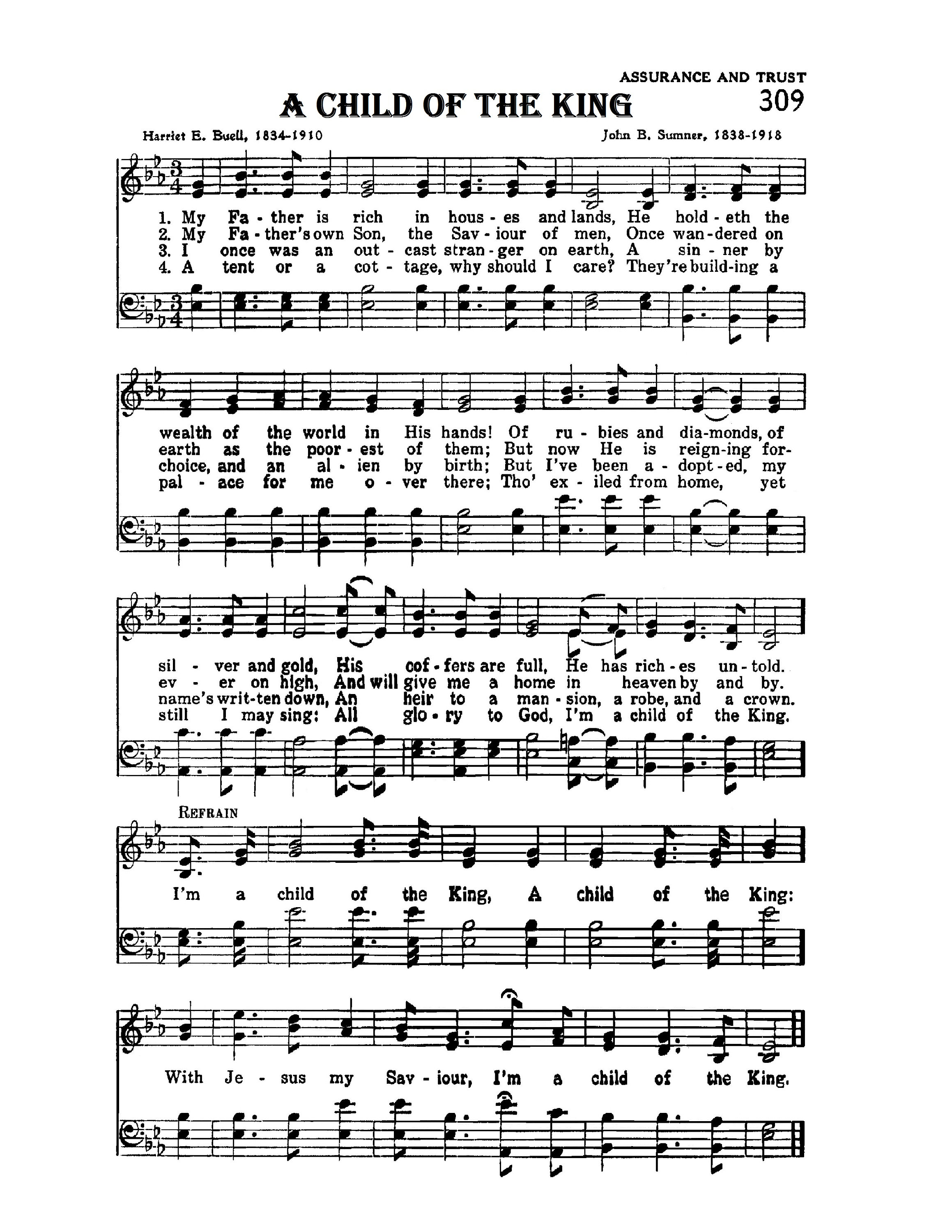A Child of the King Christian Hymn Digital Sheet Music Home Decor