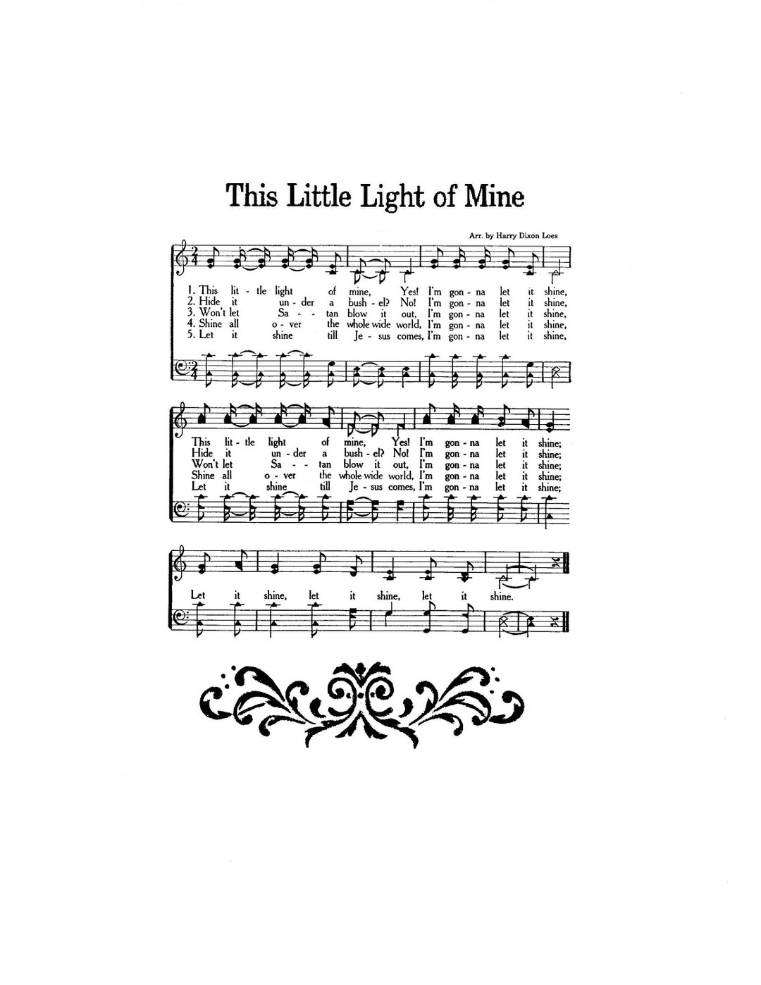 This Little Light of Mine Hymn Digital Sheet Music Home Decor Inspirational Gift Do It Yourself