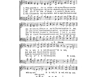 It Is Well With My Soul Hymn Digital Sheet Music Print Larger Font Handmade Home Decor Inspirational Art Gift DIY Funeral Gift Grandparent