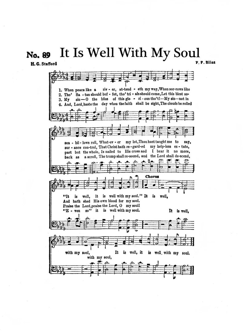 It Is Well With My Soul Hymn Digital Sheet Music Print Larger Font Handmade Home Decor Inspirational Art Gift DIY Funeral Gift Grandparent image 1
