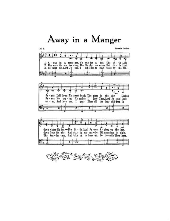 Away In A Manger Hymn Digital Sheet Music Christmas Jesus Etsy Away In A Manger Hymn Digital Sheet Music Christmas Jesus Etsy