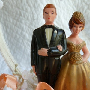 Vintage cake topper for vintage inspired wedding or rustic country wedding/bride and groom anniversary party cake topper retro style wedding