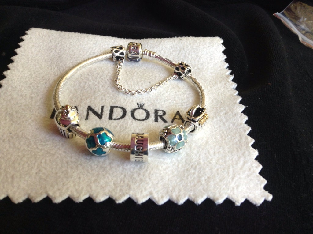 Authentic Pandora Charm BRACELET With Threaded Mixed materials Etsy