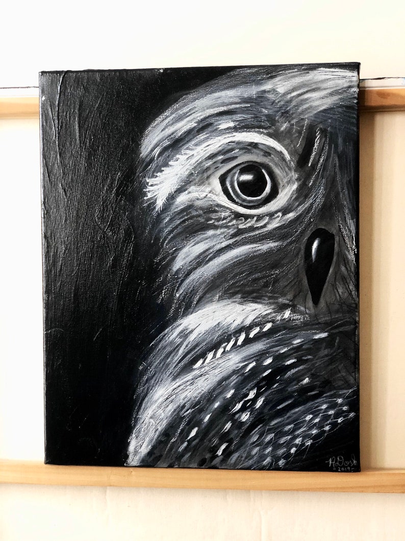 Winter Owl 14x20 Acrylic Painting  Charcoal on a image 0