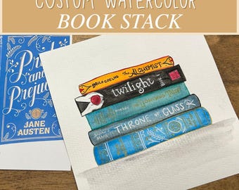 Pintura de acuarela personalizada para estantería: regalo personalizado para amantes de los libros