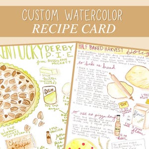 Custom Watercolor Recipe Card: Hand-Painted Kitchen Heirloom Art
